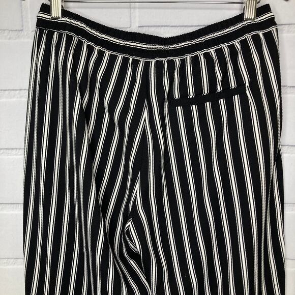 H&M Black and White Striped Cropped Tapered Trouser Pants Size 10 - Picture 11 of 12